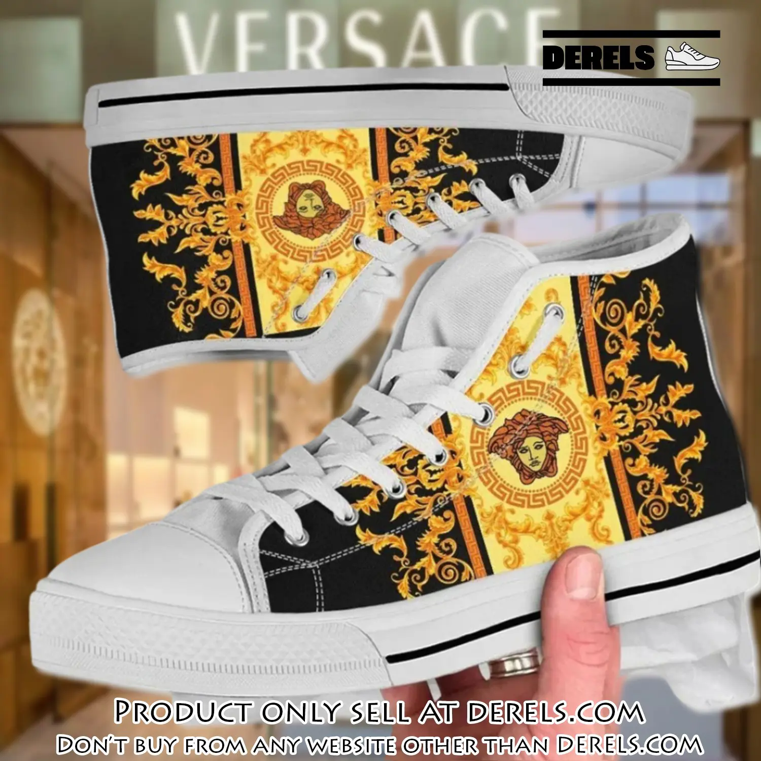 Versace medusa gold high top canvas shoes luxury brand gifts for men women dr1620917